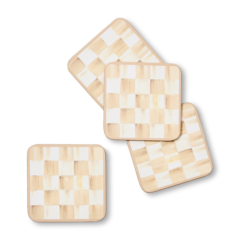 Mocha Check Cork Back Coasters
