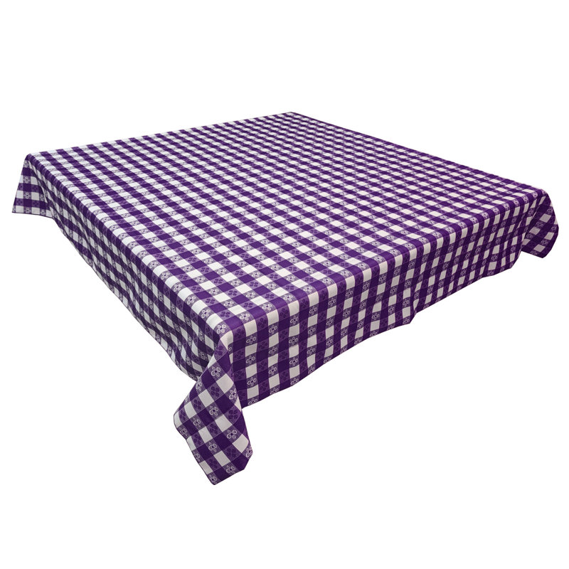 Poplin Tavern Gingham Checkered Polyester Tablecloths, 108" L x 58" W, Purple