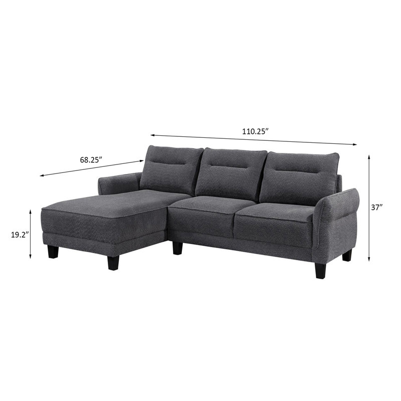 Geramiah Grey Upholstered Loose Back Sectional Sofa