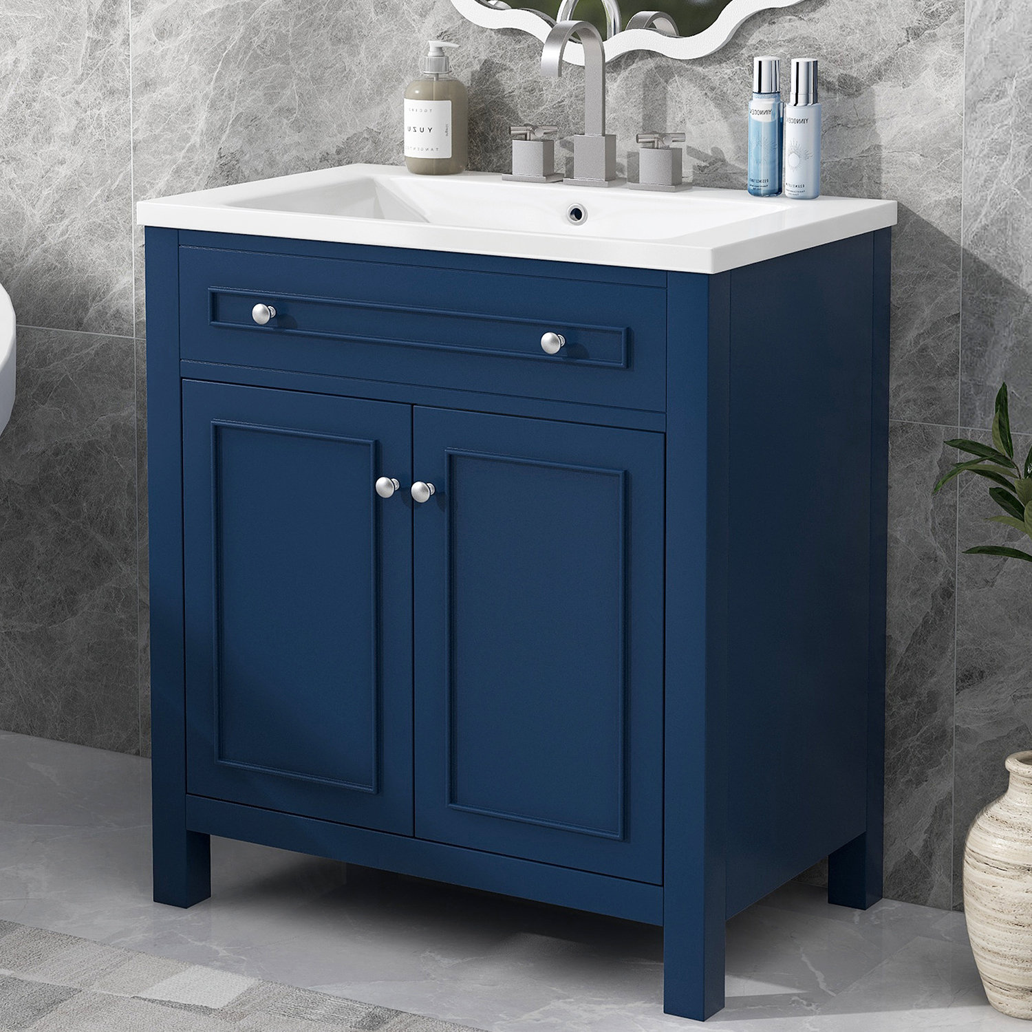 Winston Porter Mondel 30'' Single Bathroom Vanity with Ceramic Top ...