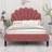Upholstered Platform Bed With Flower Pattern Headboard