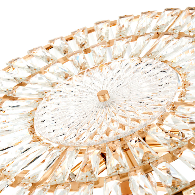 Plafonnier semi-encastré en cristal, Doré, 6 Lights