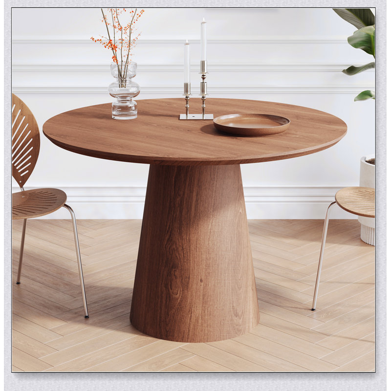 Table de salle à manger circulaire en bois de 43 pouces, table ronde minimaliste moderne, table de salle à manger en grain de bois naturel, une poignée et deux paquets