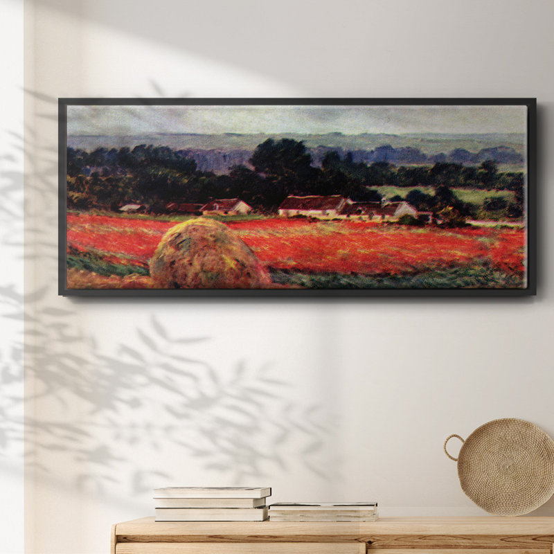 «The Poppy Blumefeld (The Barn)», reproduction sur toile par Claude Monet, Toile encadrée noire, H 24 po x l 60 po x P 1,5 po