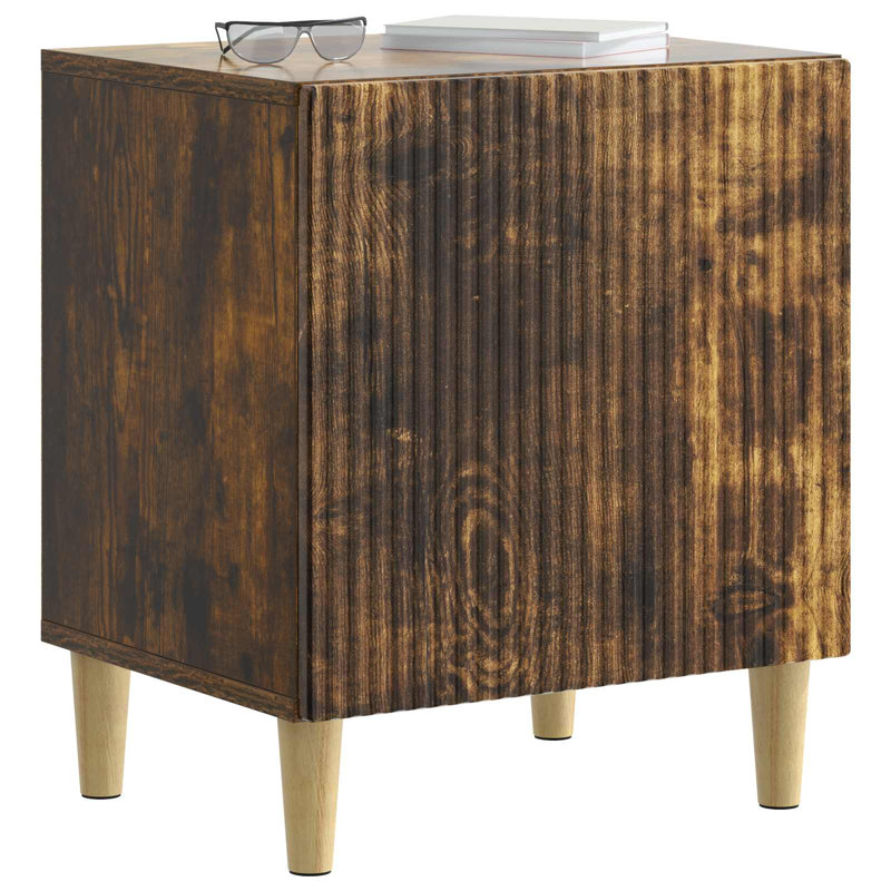 43cm W Manufactured Wood Bedside Table, Smoked Oak