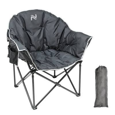 Shabrie Oversized Camping Chair, Fully Padded Folding Moon Saucer Chair With Cup Holder & Carry Bag by Arlmont & Co.