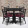 Jinnie 36'' Round Laminate Table Set with X-Base and 4 Ladder Back Metal Chairs