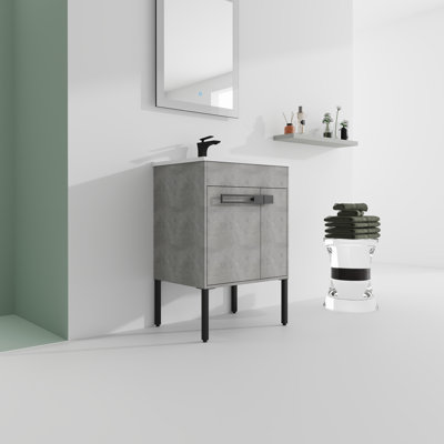 Bathroom Freestanding/Floating Vanity With Sink And Metal Handle