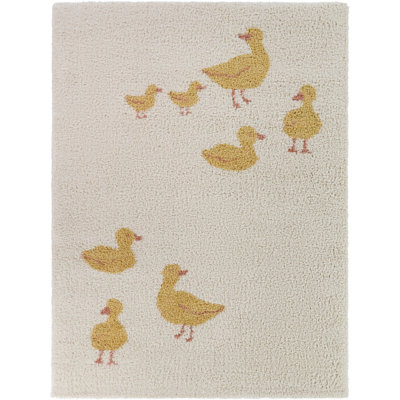 Ferenc Cream Kids Ducks Area Rug