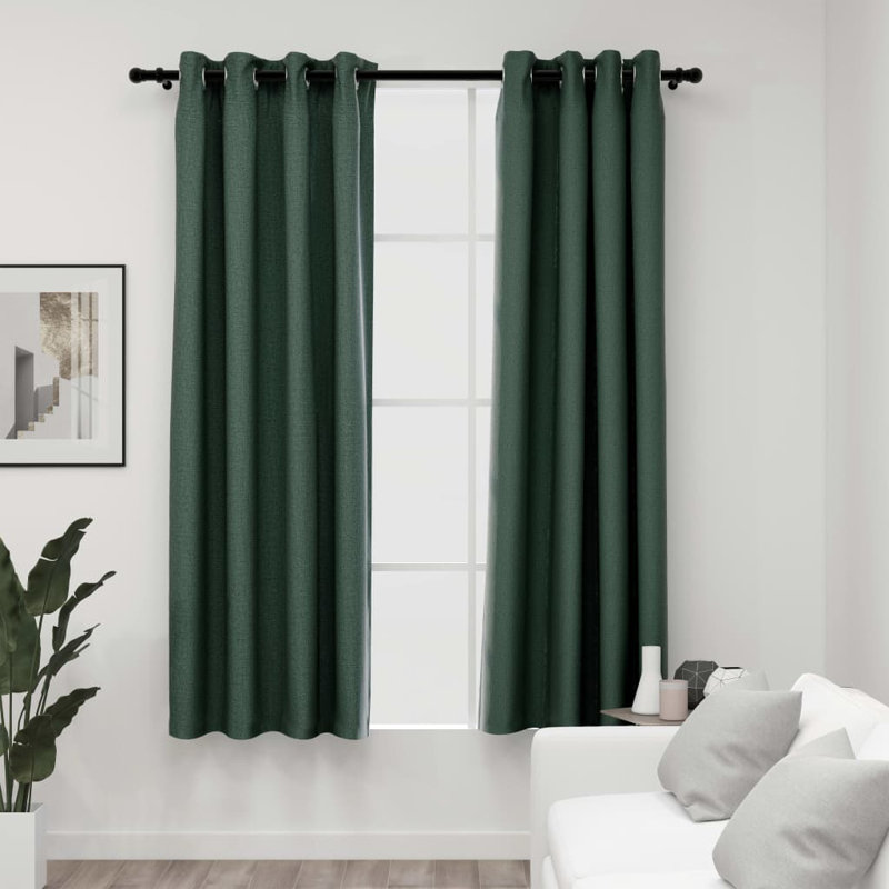 Chaarvi Blackout Curtain Pair, Green, 140cm Width x 175cm Drop