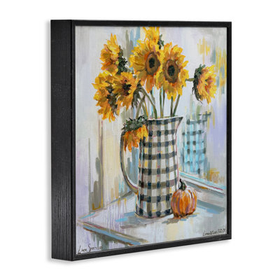 Morning Reflections Sunflower Impressionism Framed Giclee Art, design by Linda Sperruzzi