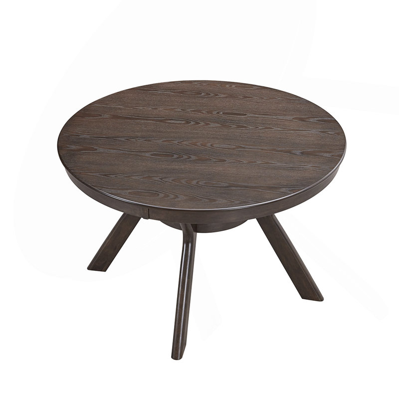 47.24''Round Rubber Wood Dining Table For 4-6 With Wooden Trestle Pedestal Base, Modern Kitchen Wooden Table Dinner Table For Dining Room, Living Room