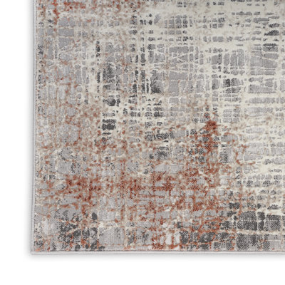 CK022 INFINITY Rust Red/Grey/Blue Area Rug