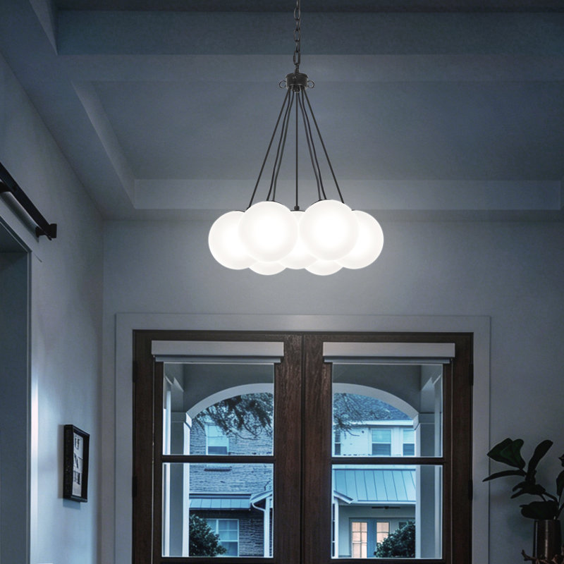 7- Light  Modern Chandelier Sputnik Chandelier Glass Chandelier With White Glass