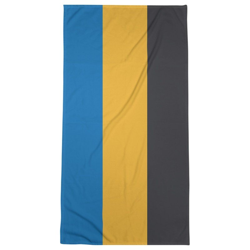 Cotton Blend Lightweight Bath Towel, Royal Blue/Yellow
