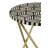Desmariah Round Bone-and-Black-Resin Inlay Side Table with Hairpin Base, White and Gold