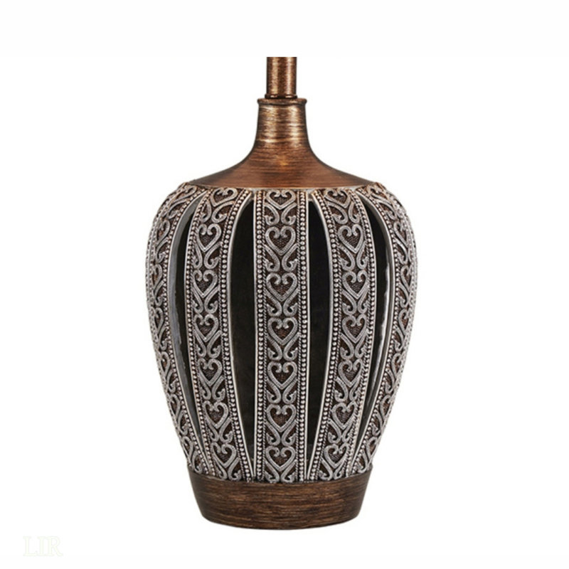Lampe de table haute en polyrésine 28,25 "avec finition brune, abat-jour blanc, lampe de table