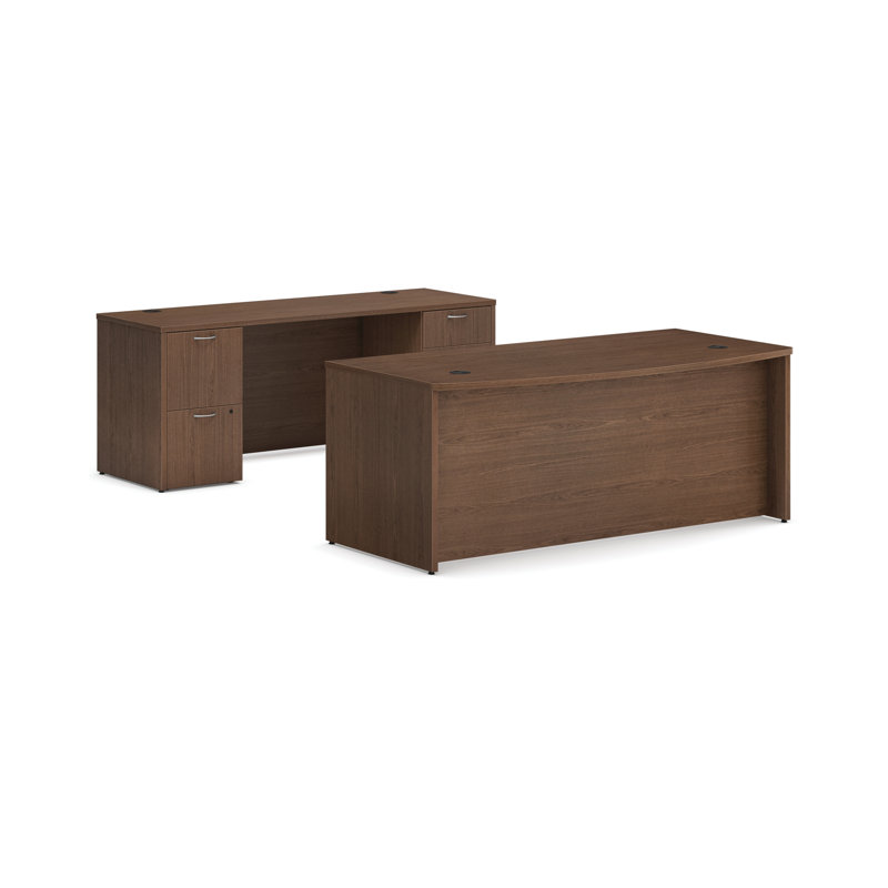 Mod Office Suite with Bow Front Desk, Sepia Walnut