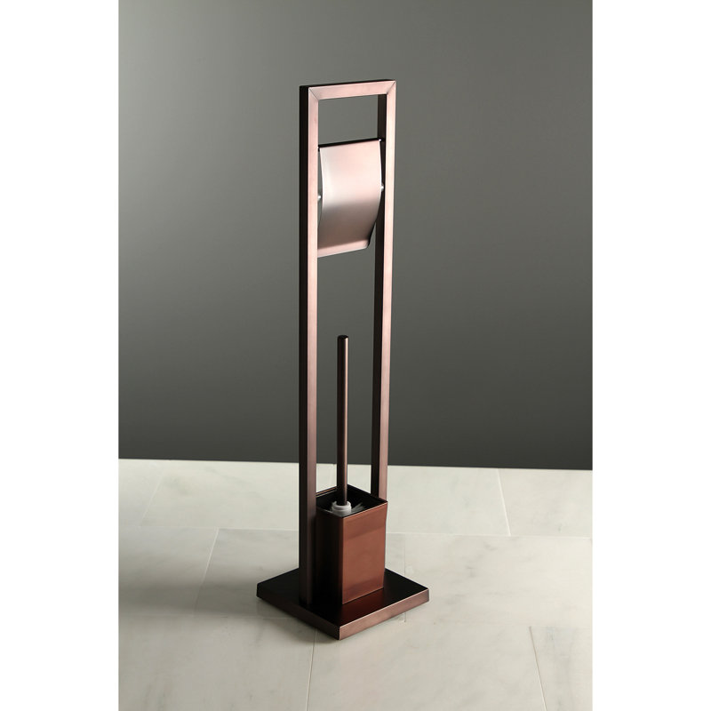 Kingston Brass Edenscape Freestanding Toilet Paper Holder with Brush and Holder, Oil Rubbed Bronze