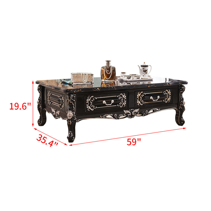 European-style Solid Wood Marble Coffee Table Coffee Table
