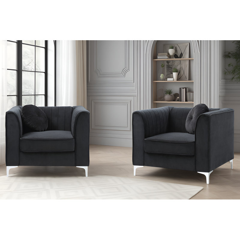 Chaise en velours de suède Tetouan, Noir, 2