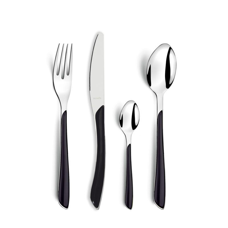 Eclat Stainless Steel Wood Stainless Steel Dinner Fork Flatware, Black