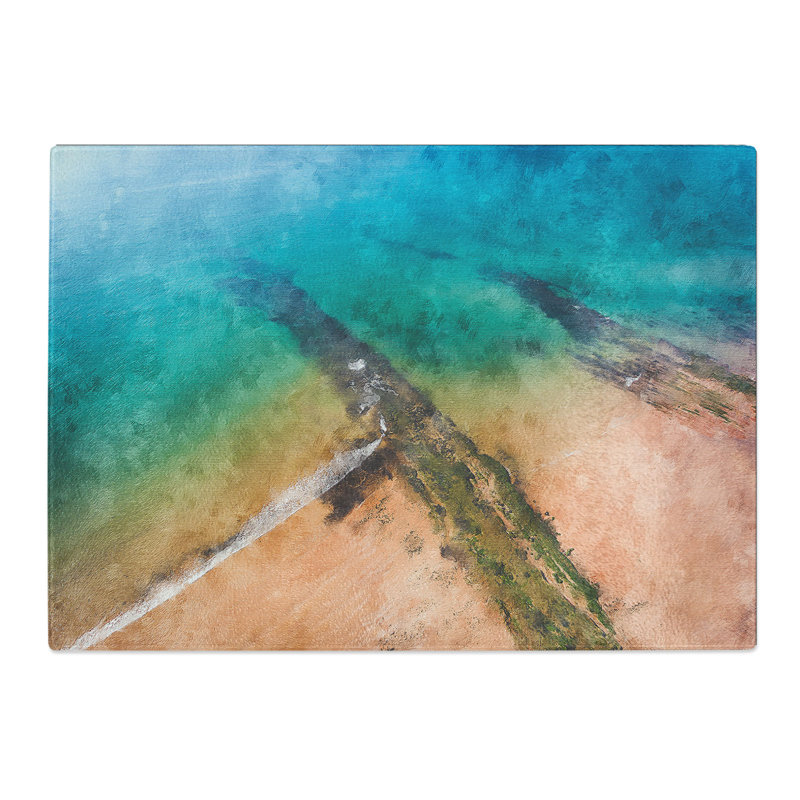 Jurassic Coast in Dorset Painting Chopping Board, 0.4cm H x 28.5cm W x 39cm L