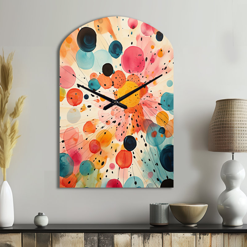 Horloge murale moderne en métal colorée Mid Century, Grand