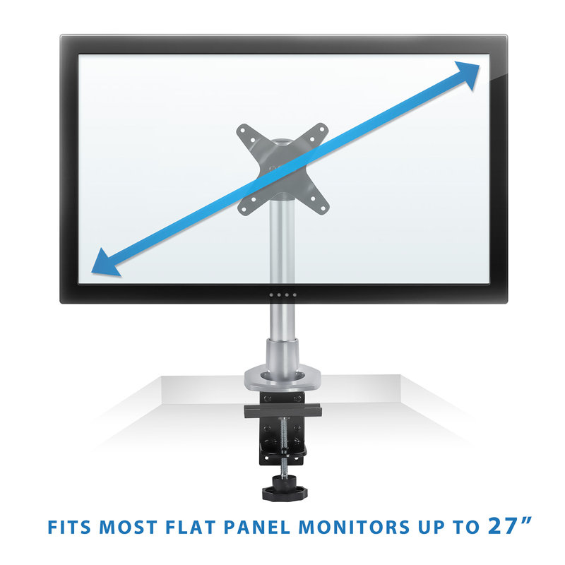 Black Adjustable Single Monitor Desk Mount with C-Clamp