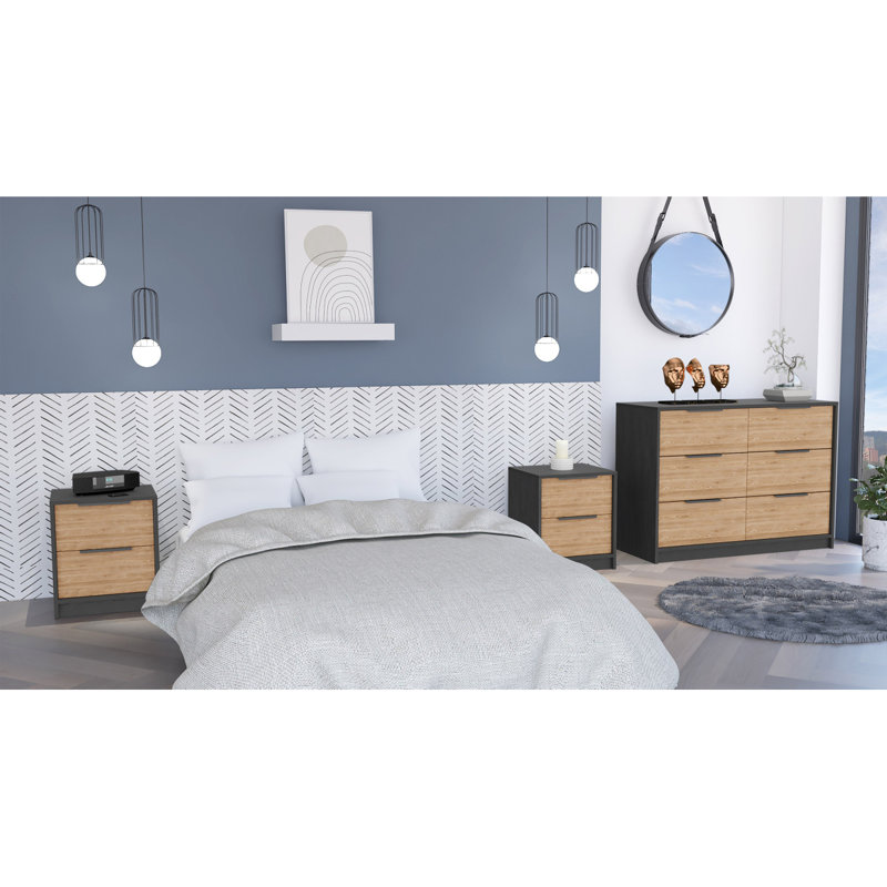 Ensemble de chambre à coucher 3 pièces Misti, Noir