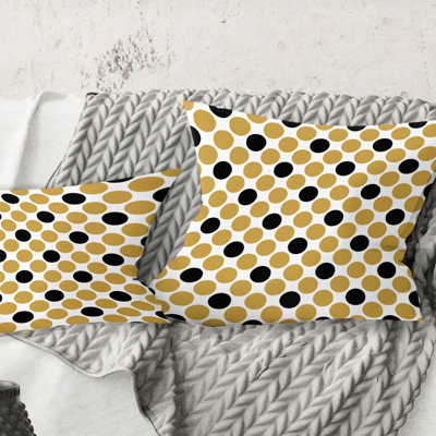 Golden Polka Dot - Mid-Century ModernPrinted Throw Pillow