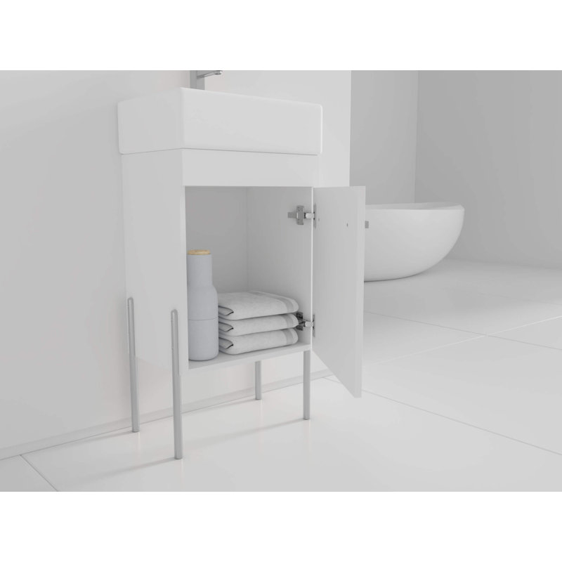 Meuble-lavabo simple 17 po Taft Avenue, Blanc, Chrome poli