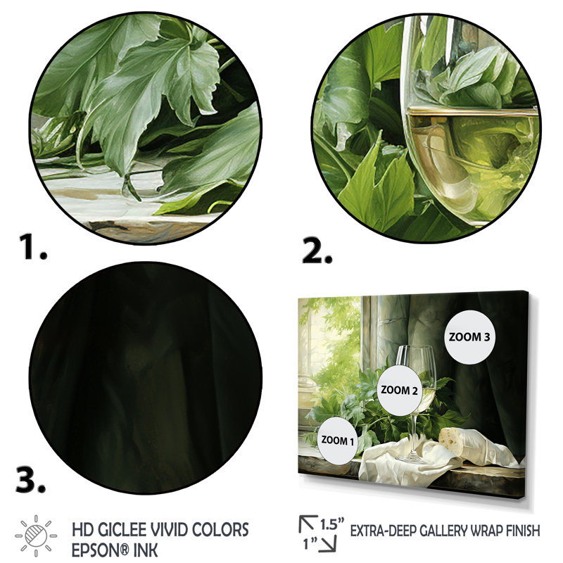 Pinot gris vert - art mural vin, H 30 po x l 40 po x P 1,5 po, Cadre de coin blanc fermé