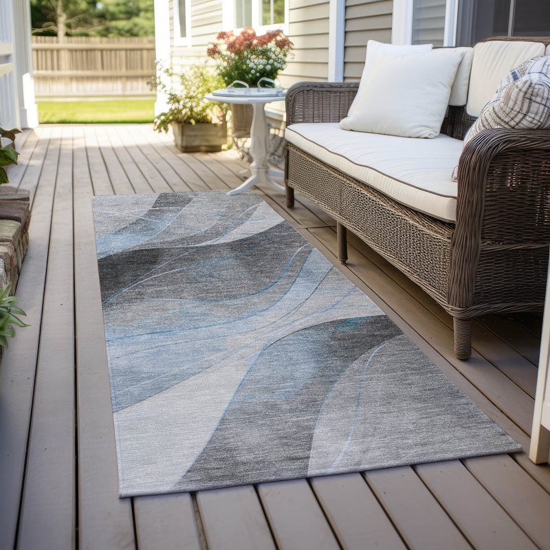 Machine Washable Indoor/Outdoor Cinead ACN1668 Sky Rug, Runner 2'3" x 7'6"
