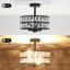 Lustre semi-encastré à 3 lumières en cristal de 32 cm (12,59 po) avec abat-jour cylindrique-966255278