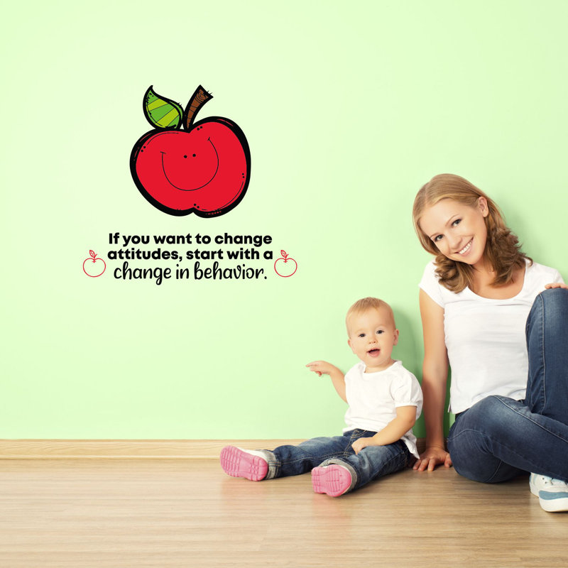 Décalcomanie murale « change attitude Apple School », H 40 po x l 40 po x P 0,05 po
