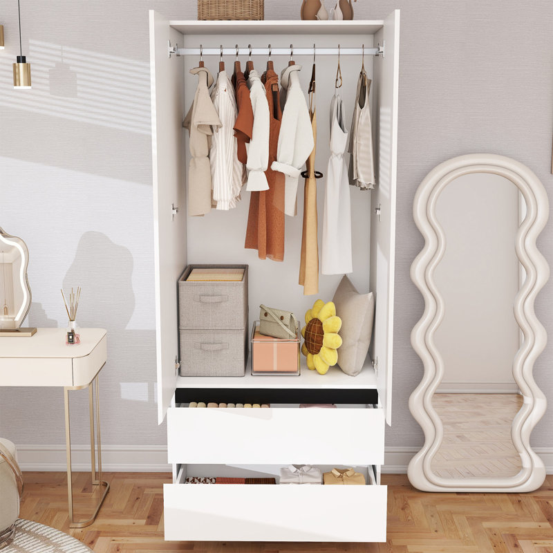 75" Armoire Wardrobe Closet with 2 Drawers