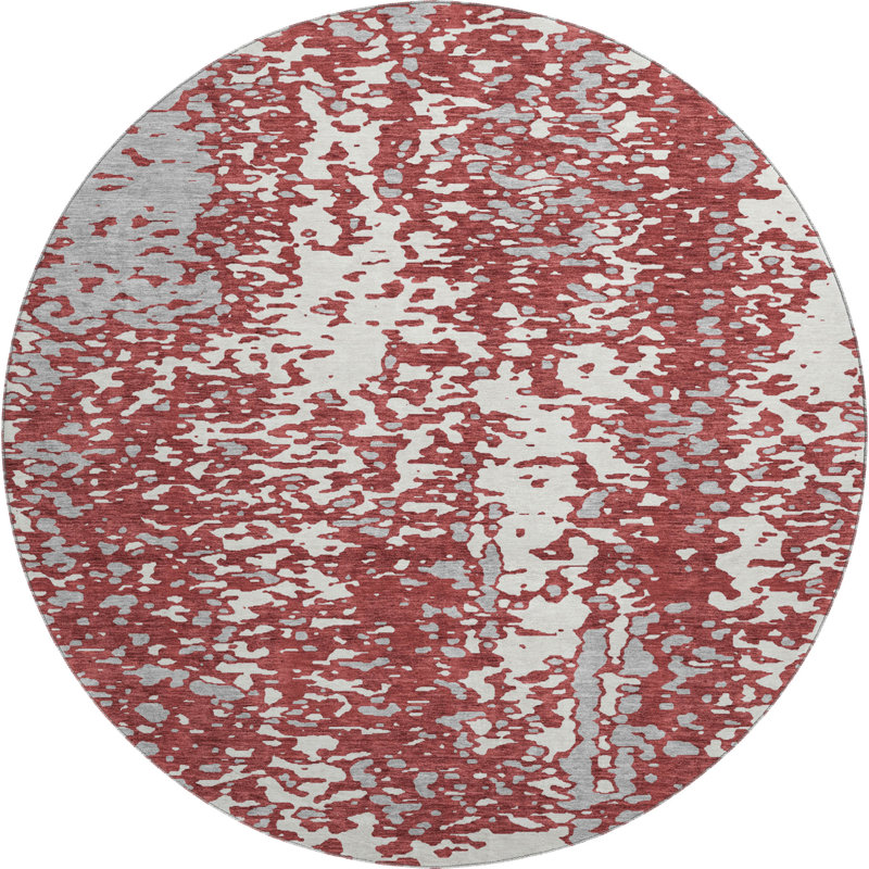 Premium Machine Washable Prisco Garnet Rug, Round 8'