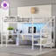 Lit mezzanine simple noir de très grande taille avec bureau en L, garde-robe, rangement pour escalier, charge USB, éclairage à DEL, escalier interchangeable gauche / droite, aucun sommier nécessaire-674626701-674626711