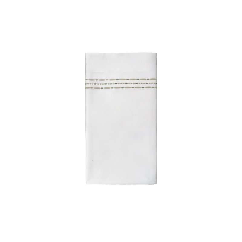 Semelle brodée à plat, Drap plat pour lit simple, Lurex argenté/blanc