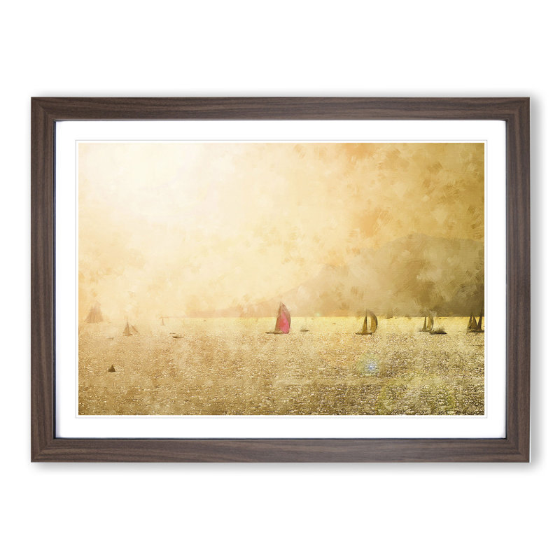 Sailing Boats - Picture Frame Graphic Art, 27cm H x 36cm W x 2cm D, Walnut Framed