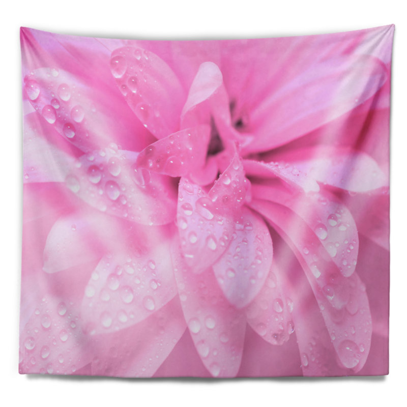 Tapisserie florale fleur rose abstraite avec pétales, H 32 po x l 39 po