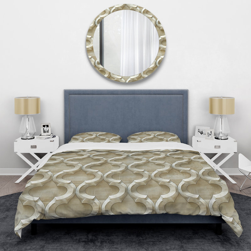 Ensemble de housse de couette Beige Modern Trellis - Modern, Housse de couette très grand + 2 très grandes ta