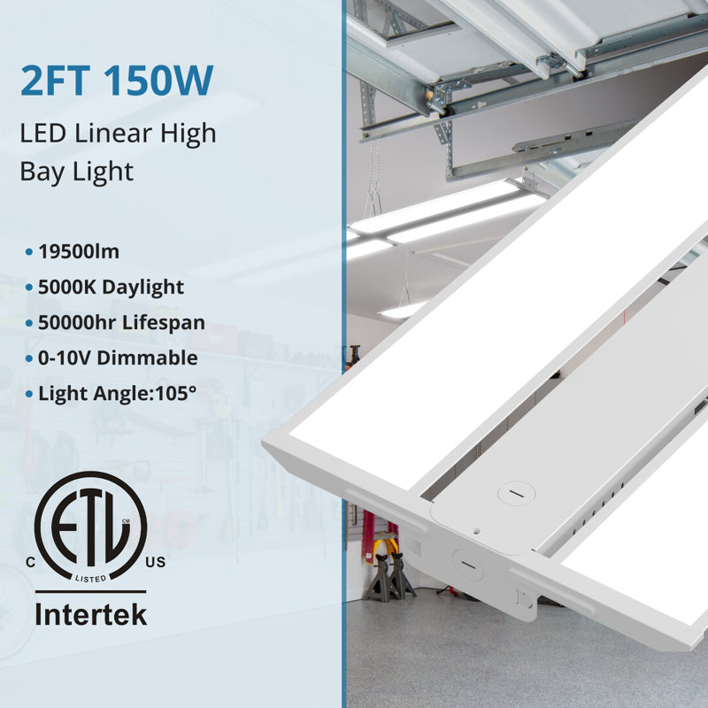 Paquet de 2 lumières lumineuses linéaires 4 pi à 4 lumières, 31250 lm, 125 lm / l, 100 à 277 V, gradation 0 à 10 V, lumière du jour 5000K linéaire pour les ateliers d'entrepôt