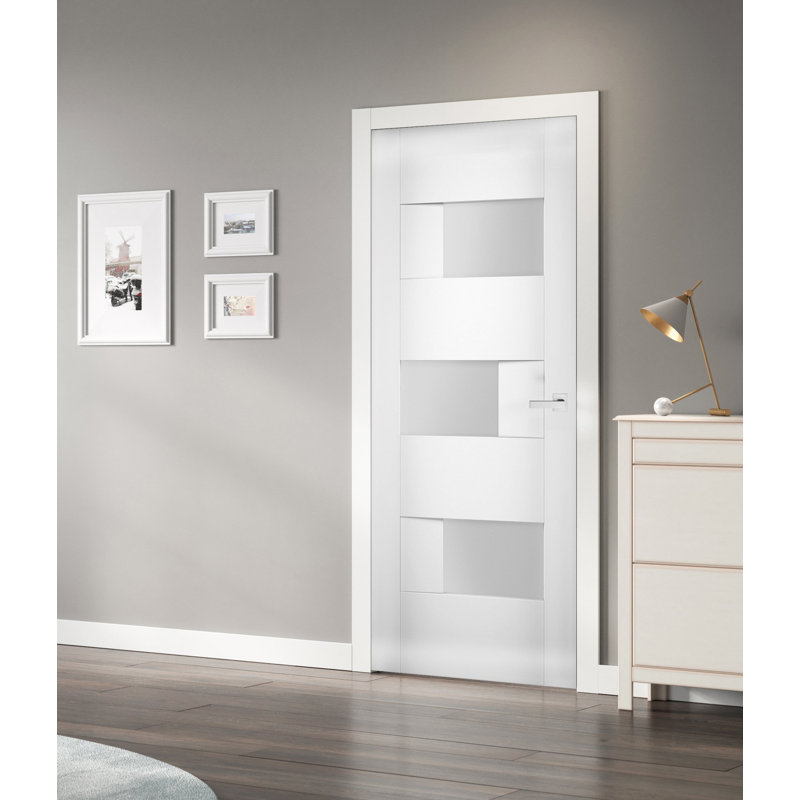 Dalle de porte blanche standard en verre givré Sete, 28 po x 80 po