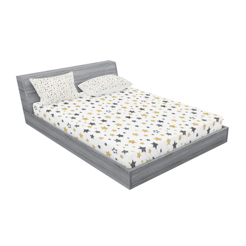 Microfiber Floral Sheet Set, Queen Sheet Set with Fitted Sheet, Star Cosmos Galaxy Geometric
