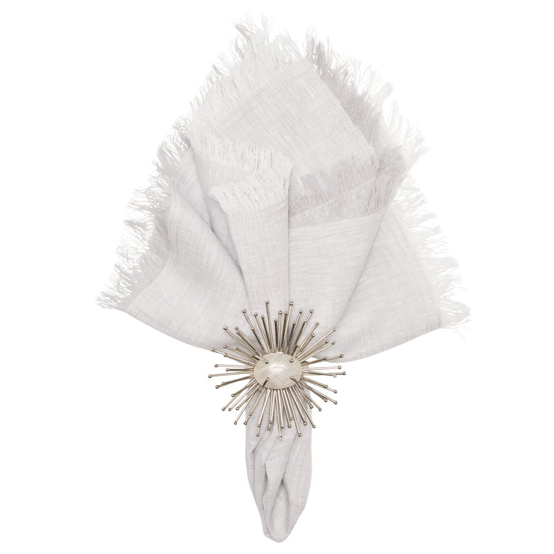 Chambray Fringe Napkin, Gray