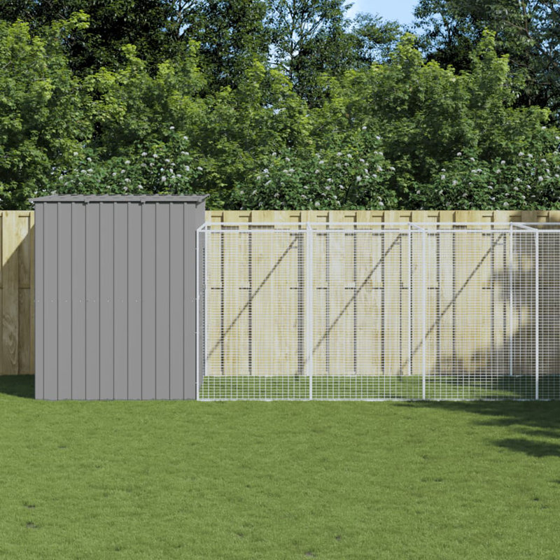 Niche pour chien en métal style iglo, H 71,3 po x l 84,3 po x P 260,2 po, Gris clair