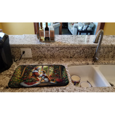 English Setter and Santa Claus Dish Drying Mat