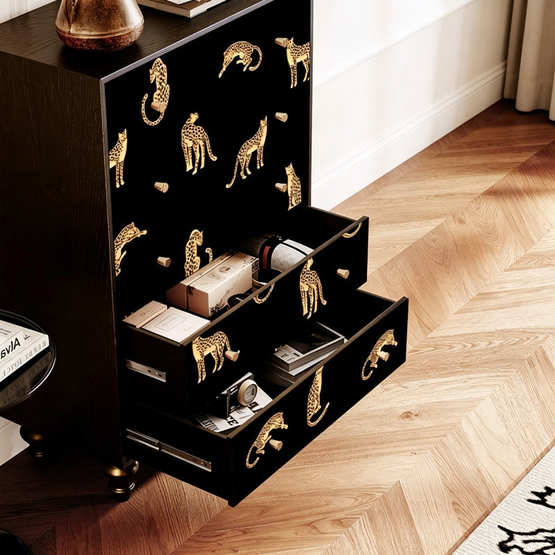 Armoire de rangement 5 tiroirs en bois massif